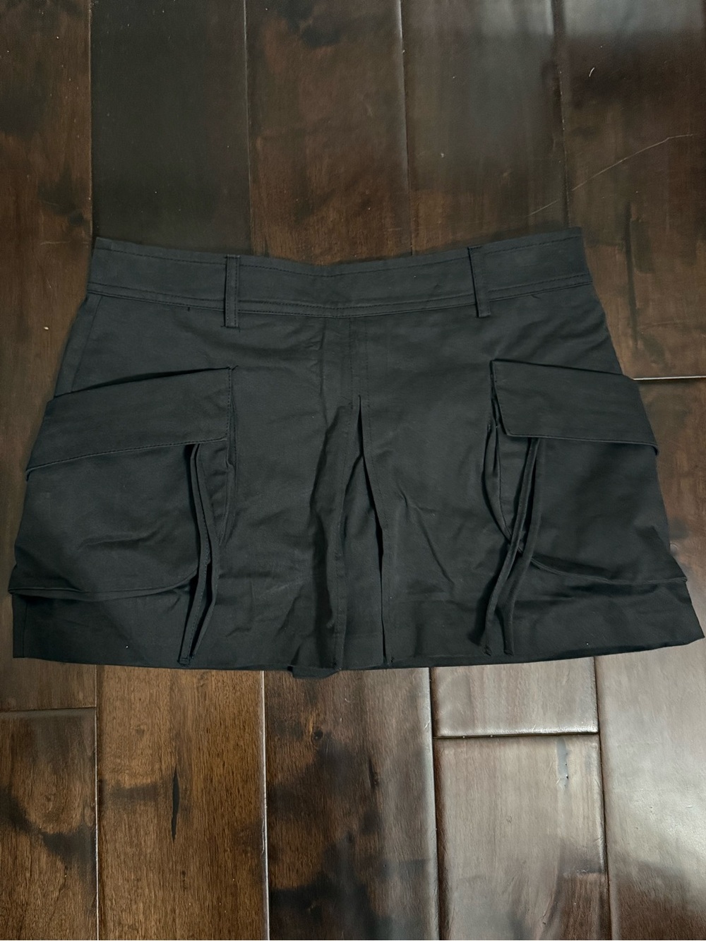 Zara Black Cargo Mini Skort with Flap Pockets